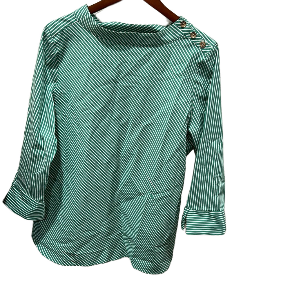 Women’s green &White blouse size 2  U.S12/14GUC